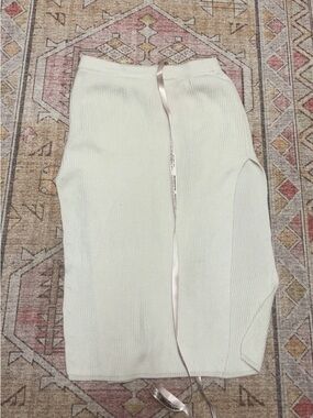 House Of CB Ivory Ribbed Knit Skirt with Side Slit